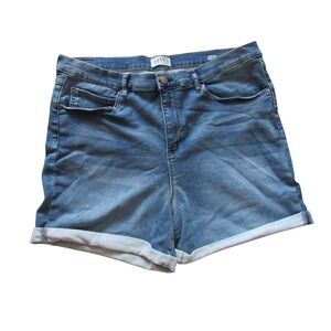 Nicole Miller SoHo High Rise Jean Shorts 16 Cuffed Medium Wash Stretch Classic